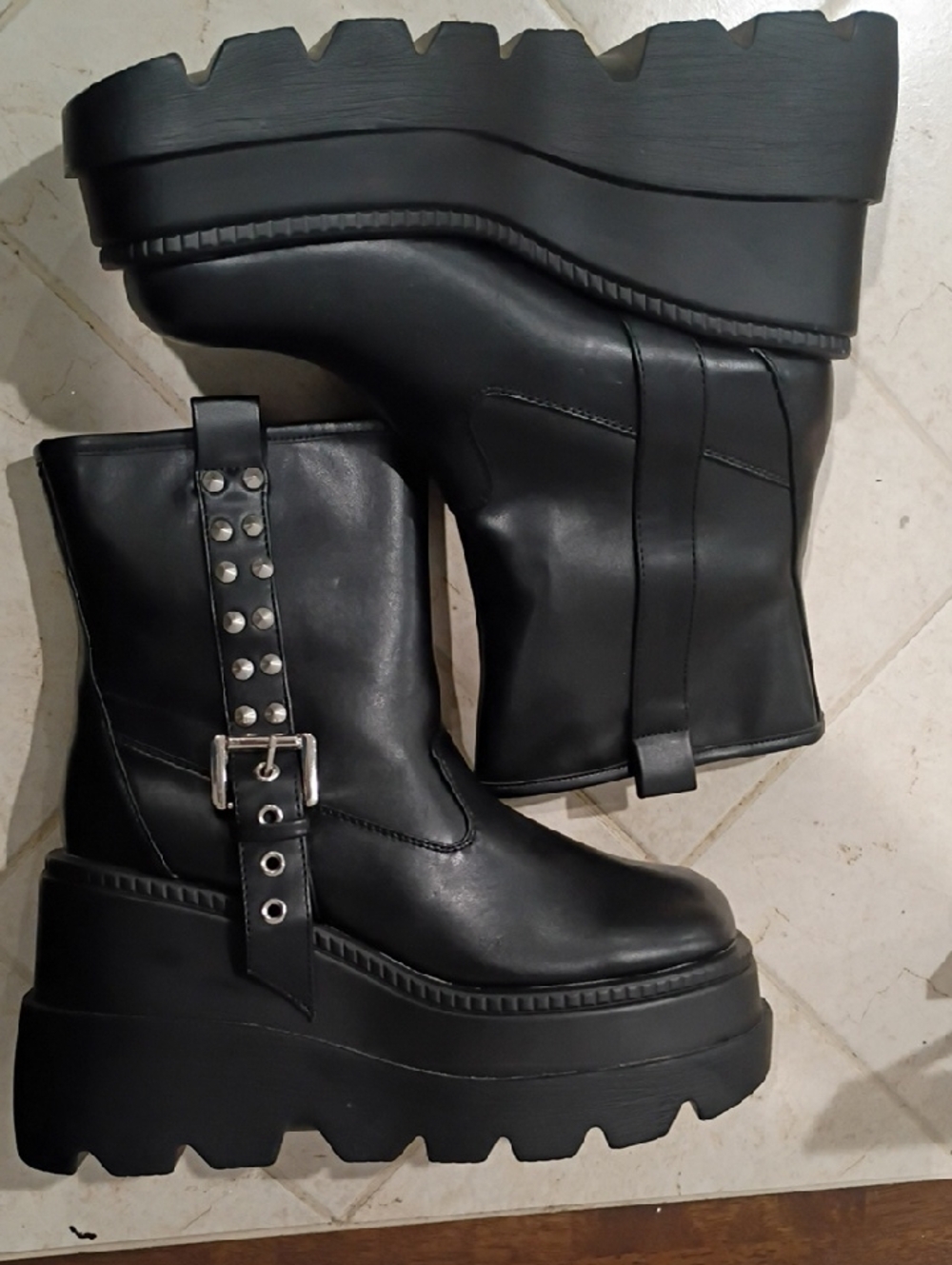 Cape Robbin Black Studded Platform Ankle Boots